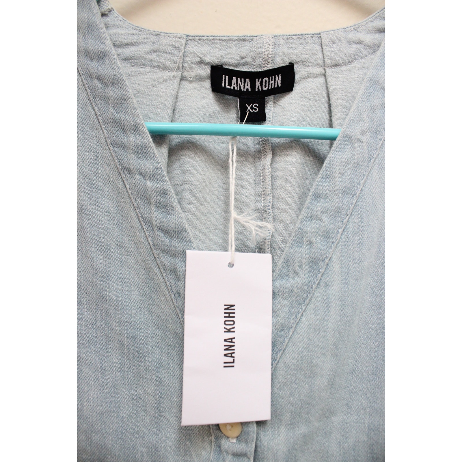 Nwt Ilana Kohn Tuck Light Blue Denim Jean Romper Size Xs — image 2 of 4